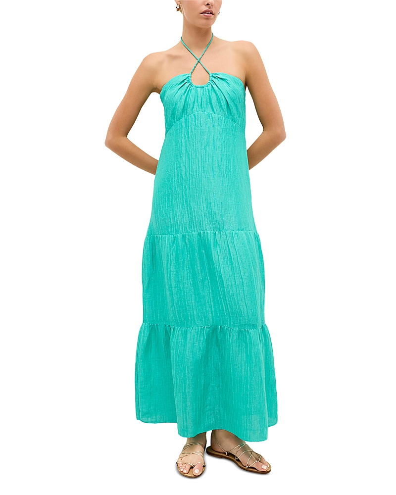 Marie Oliver Halter-neck Maxi Dress In Green