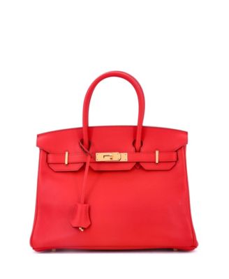 Pre-Owned HERMÈS - Birkin 30 Handbag Red Jonathan with Gold Hardware
