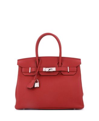 Pre-Owned HERMÈS - Birkin 30 Handbag Red Togo with Palladium Hardware