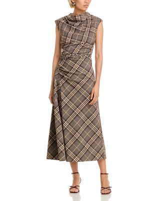 Burke Cowl Neck Plaid Dress