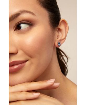 Sterling Silver Plated With Blue Crystals Earrings