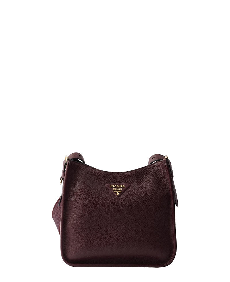 Prada Triangle-logo Shoulder Bag In Burgundy