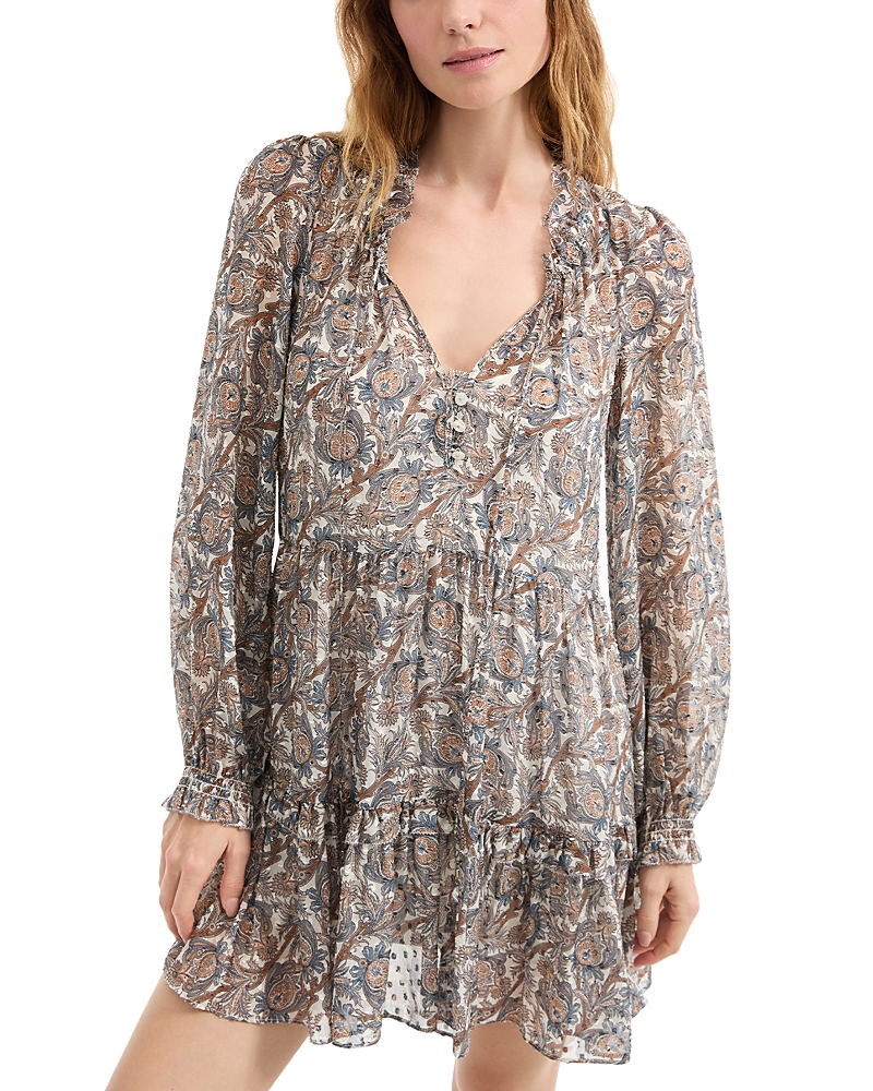 Veronica Beard Charles Printed Silk-blend Mini Dress In Gray