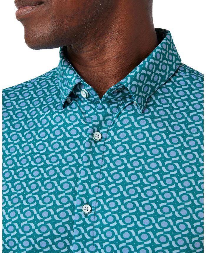 Halyard Short Sleeve Dress Shirt Teal Kaleidoscope