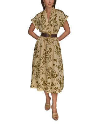 Belted Floral Print Dress