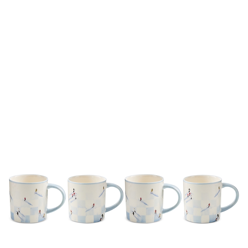 Mackenzie-childs Gray Malin Ski Holiday Mugs, Set Of 4 - Exclusive In Blue