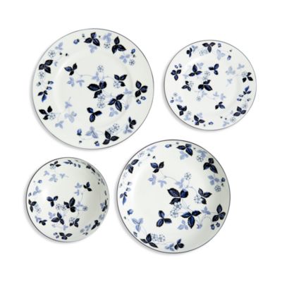Wild Strawberry Inky Blue Dinnerware 4 Piece Plate Setting