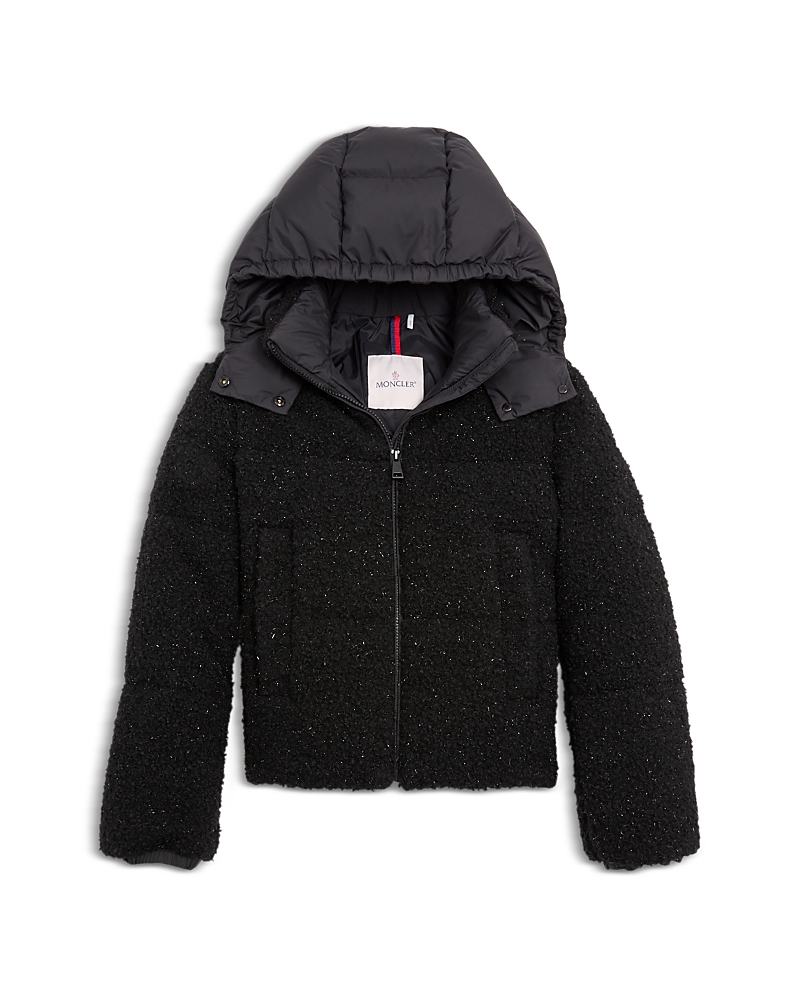 Moncler Girls' Zambaga Teddy Hooded Jacket - Big Kid In Black