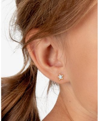 Girls' 14K Gold Shining Star Studs Screw Back Earrings