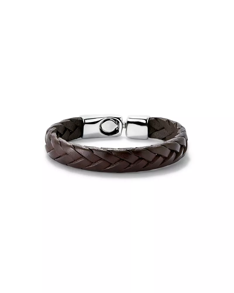 UNOde50 Leather Braided with Sterling Silver Plated Clasp Bracelet