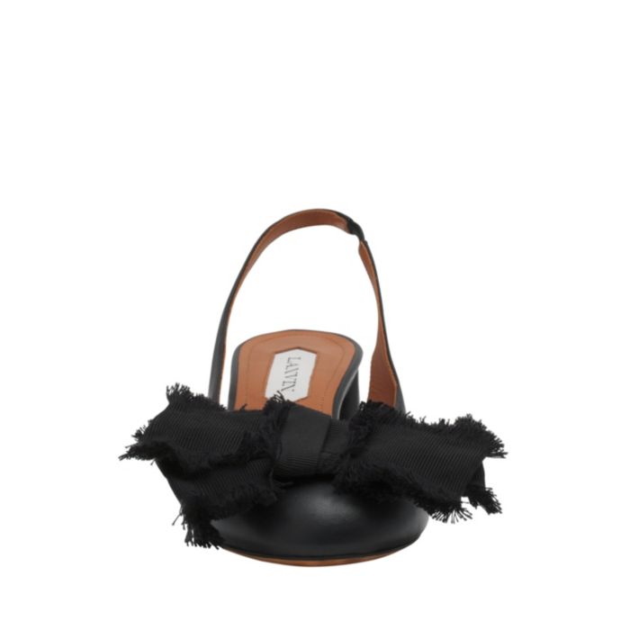 Women's Leather Heeled Slingback Ballerina