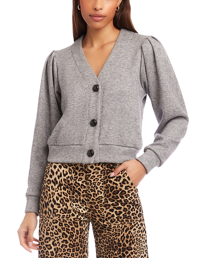 Fifteen Twenty Madeline Puff Sleeve Cardigan In Gray