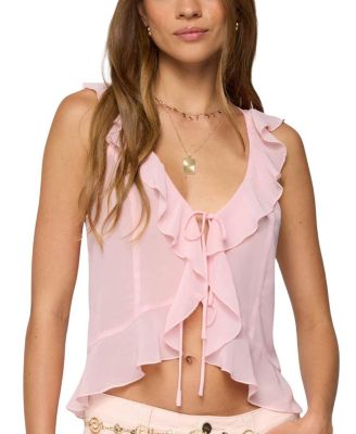 Edikted - Roxan Ruffle Chiffon Tie Front Top