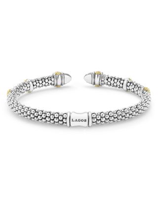 18K Yellow Gold & Sterling Silver Caviar Lux Diamond Beaded Cuff Bracelet