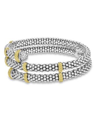 18K Yellow Gold & Sterling Silver Caviar Lux Diamond Beaded Wrap Bracelet