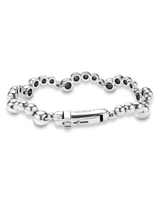 Sterling Silver Caviar Bubbly Beaded Scallop Bracelet