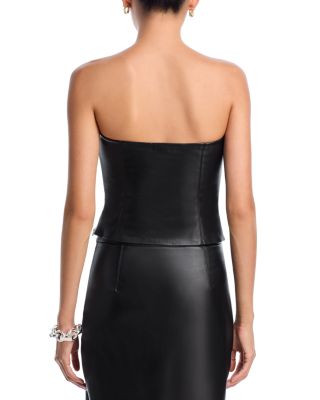 Faux Leather Strapless Top & Faux Leather Midi Skirt - Exclusive