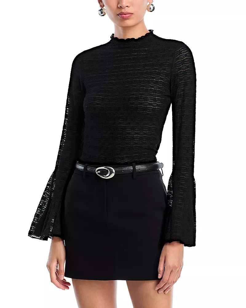 Aqua Puckered Lace Top - Exclusive