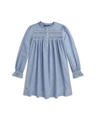 Ralph Lauren - Girls' Smocked Indigo Chambray Dress - Big Kid
