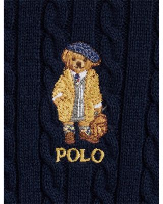 Girls' Polo Bear Mini Cable Cotton Cardigan - Big Kid