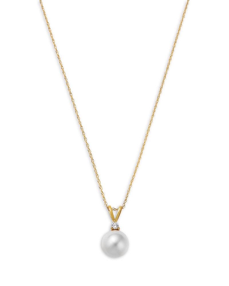 Bloomingdale's Fine Collection Lab Grown Diamond & Cultured Freshwater Pearl Pendant Necklace