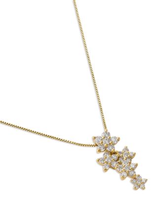 Diamond Flower Pendant Necklace in 14K Yellow Gold, 0.63 tcw