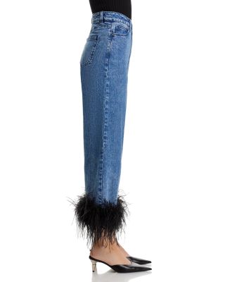 Feather Trim Jeans in Indigo - Exclusive