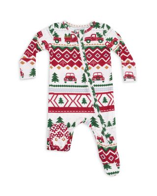 Unisex Red Truck Fair Isle Footie - Baby