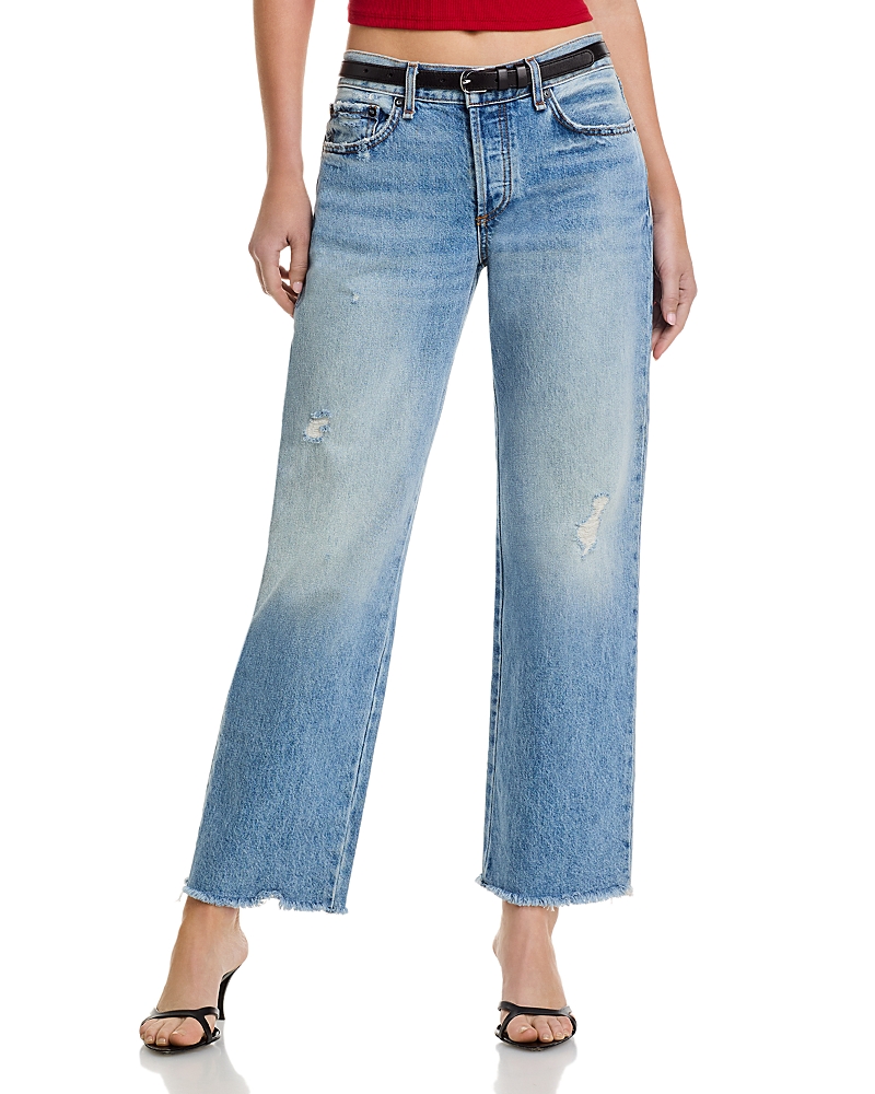 Askk Ny Crop High Rise Wide Leg Jeans In Trestles In Blue
