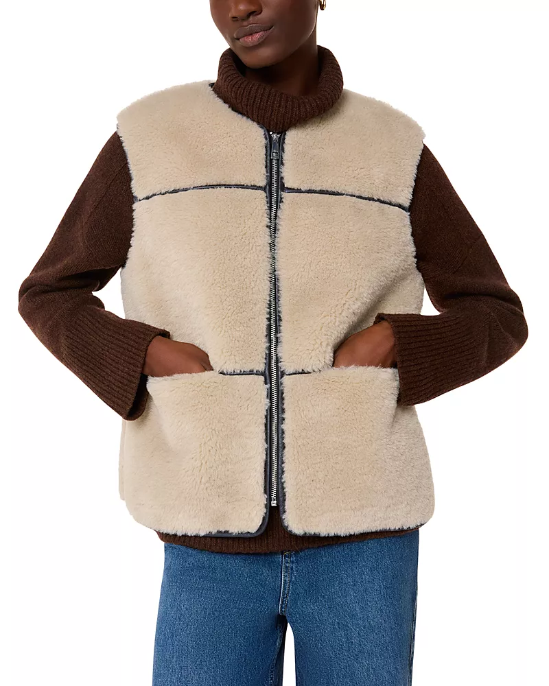 Whistles Rowena Faux Fur Sleeveless Coat