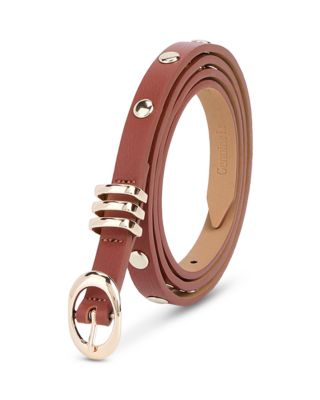 Women's Classic Studded Skinny Leather Belt