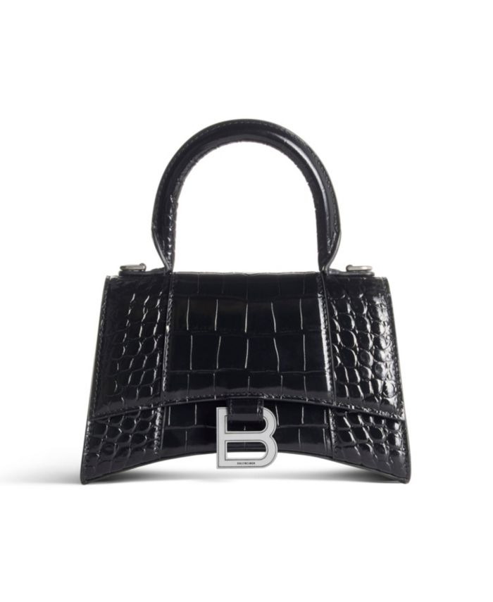 Hourglass Handbag Crocodile Embossed