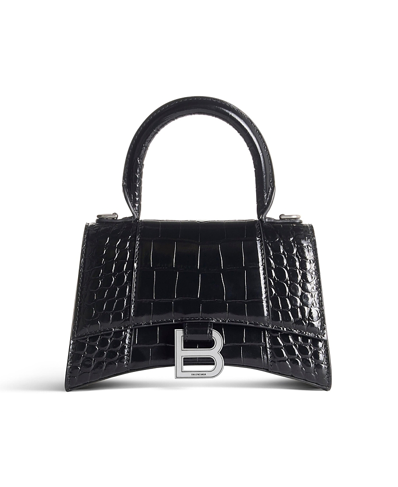 Balenciaga Hourglass Xs Handbag Crocodile Embossed