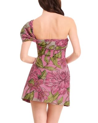Olive Floral One Shoulder Mini Dress