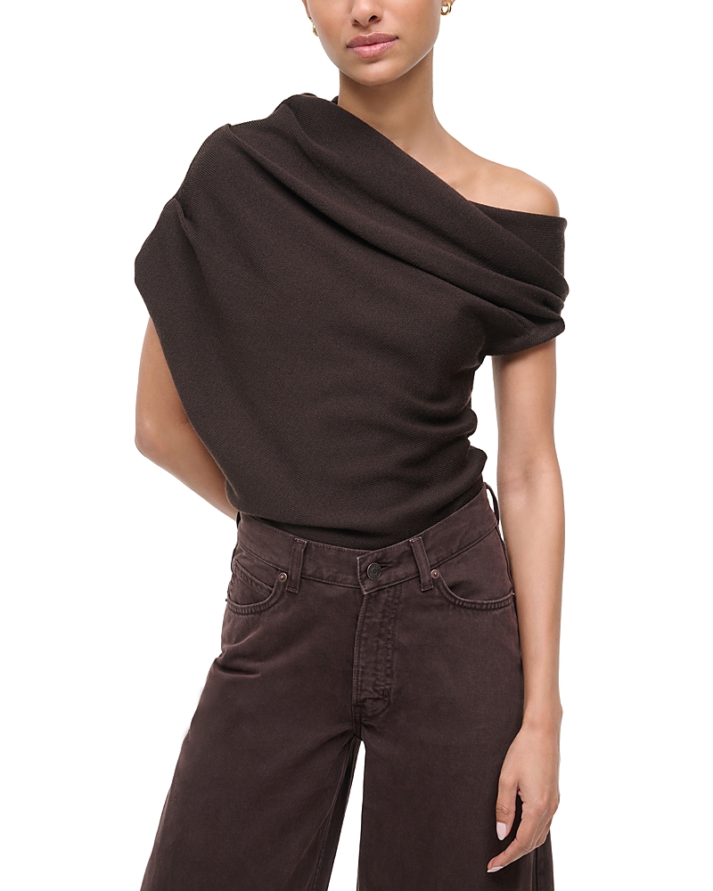 Staud Mabel Asymmetric Sweater In Brown