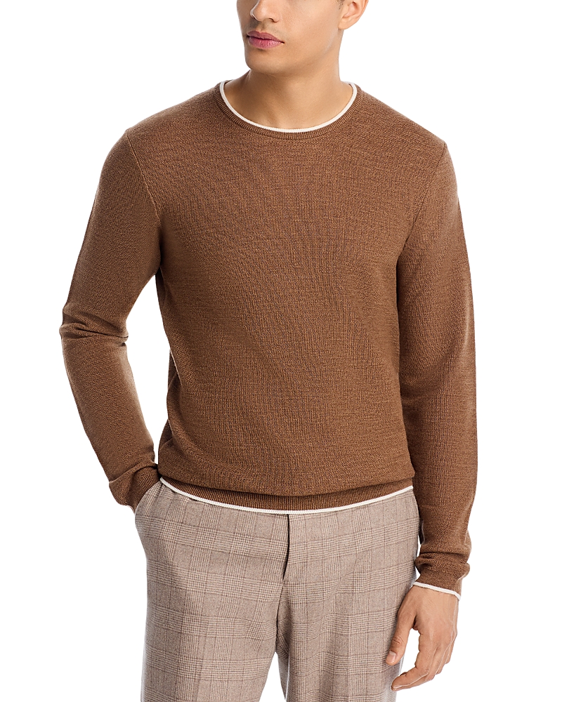 Jack Victor Belvedere Tipped Merino Wool Sweater In Brown