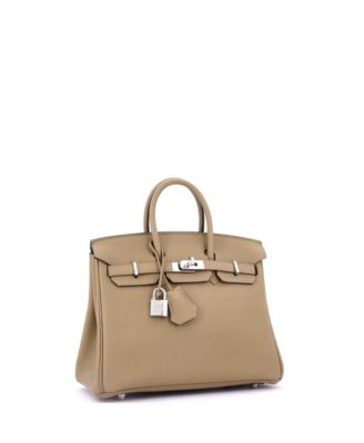 Birkin 25 Handbag Brown Togo with Palladium Hardware