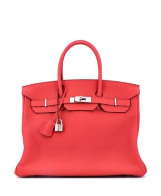 Pre-Owned HERMÈS - Birkin 35 Handbag Red Clemence with Palladium Hardware