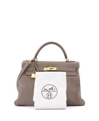 Kelly 32 Handbag Grey Togo with Gold Hardware