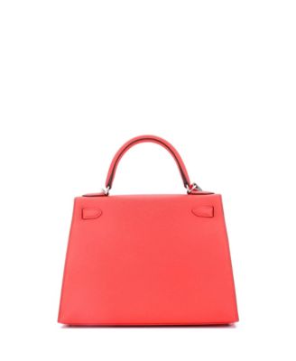 Kelly 28 Handbag Pink Epsom with Palladium Hardware