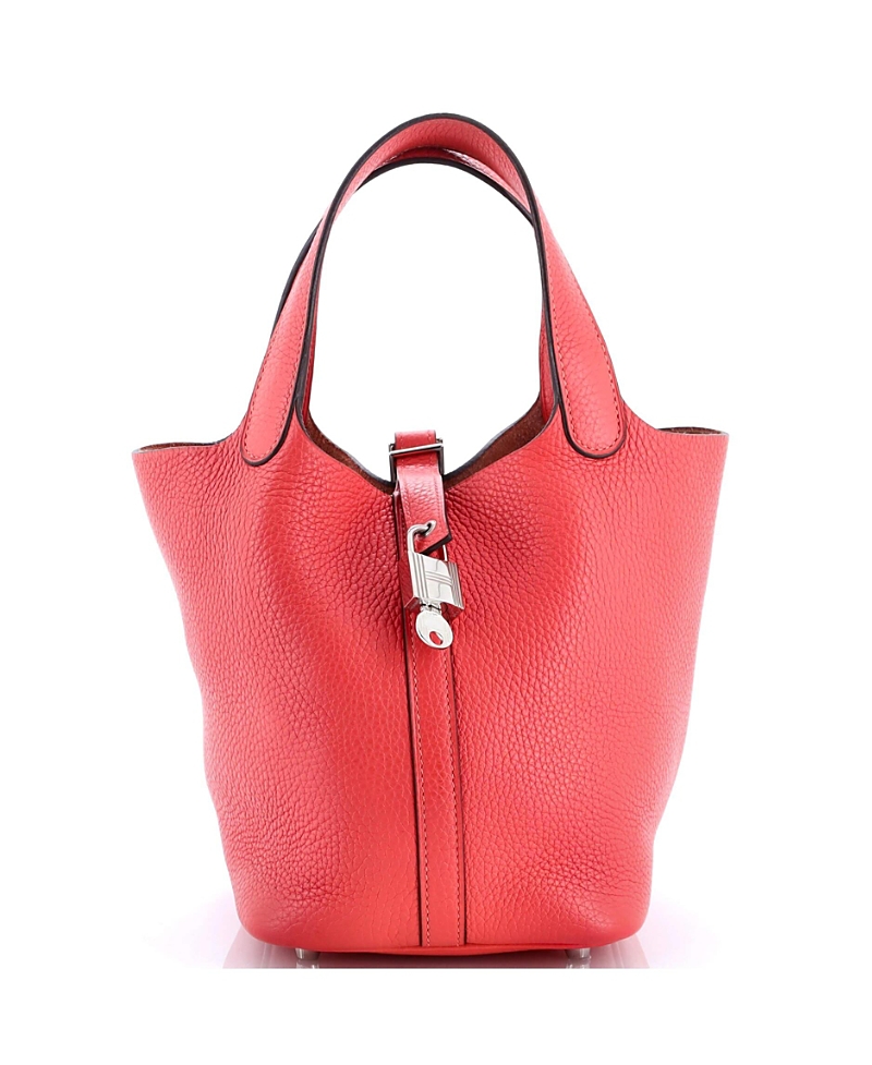 Pre-owned Pre-owned Hermes Hermes Pm Picotin Lock Bag Clemence In Red