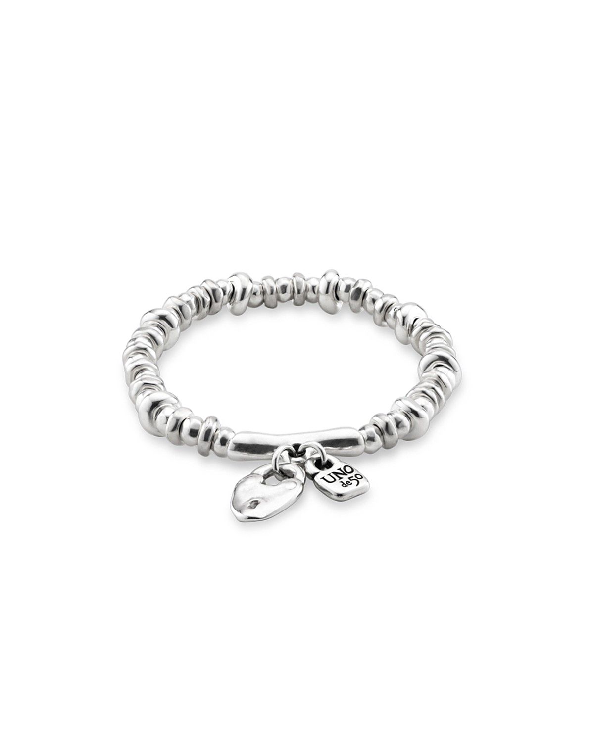UNOde50 Sterling Silver Plated Beaded with Charms Bracelet