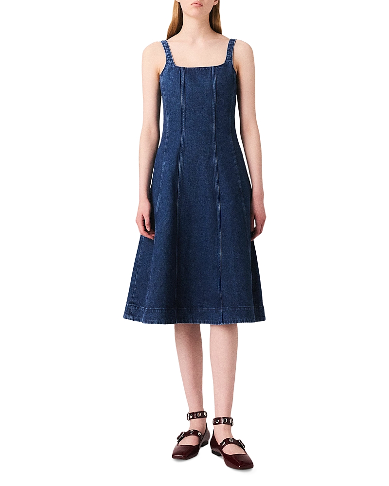 Maje Midi Denim Babydoll Dress