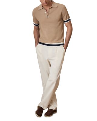 Callie Striped Cuff Perforated Polo Shirt