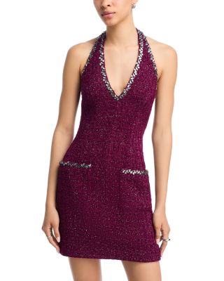 AQUA - Tweed Halter Mini Dress - Exclusive