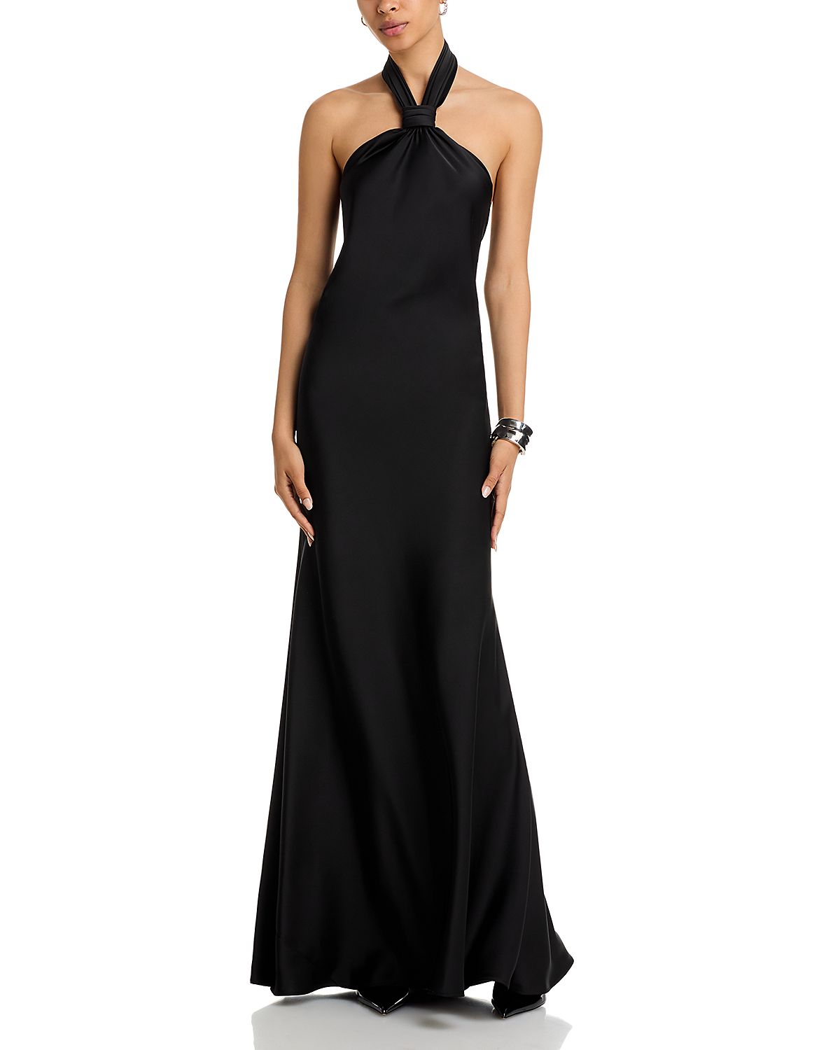 Aqua Knot Halter Gown - Exclusive