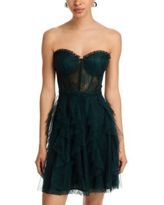 Strapless Mesh Lace Dress - Exclusive 