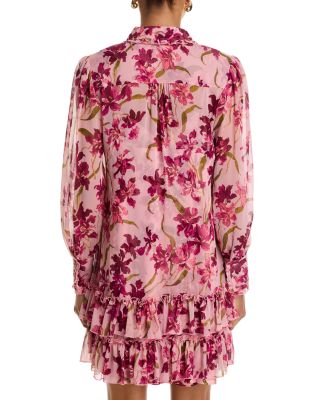 Floral Print Ruffled Hem Shirtdress