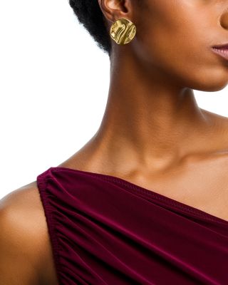 Wavy Texture Button Stud Earrings in 14K Yellow Gold