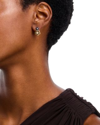 18K White & Yellow Gold Daisy Diamond Drop Earrings